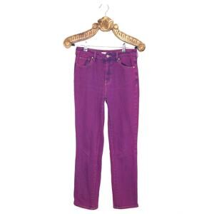 PacSun Bright Violet Mom Jeans High Rise Acid Wash Purple Straight Leg 24